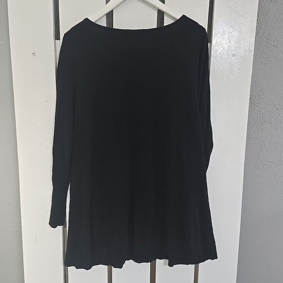 Susan Graver Tunic Long Sleeve Top Size Large Front Pockets Stretch Minimalist - Picture 2 of 7